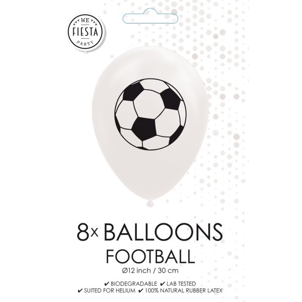 Ballonger - Fotball - Hvit - 30 cm - 8 stk Ballonger - Fotball - Hvit - 30 cm - 8 stk
