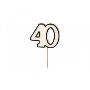 Kakelys/Bursdagslys - 40 - Svart/Hvit - 5,5 cm