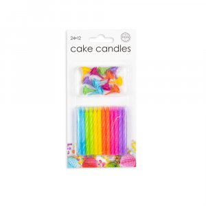 Bursdagslys/Kakelys - Blandede farger - 24 stk Bursdagslys/Kakelys - Blandede farger - 24 stk