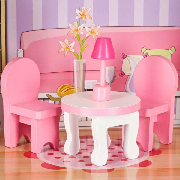 Tredukkeskap 70 cm rosa med LED-belysning - Selvmontering