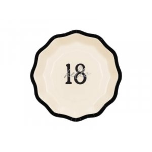 Papptallerkener - "Hello 18" - Svart/Hvit - 18 cm - 6-pakning
