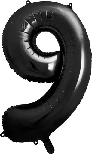 Tallballong – Svart – 86 cm – Tall: 9 – Tallballonger, Ballonger