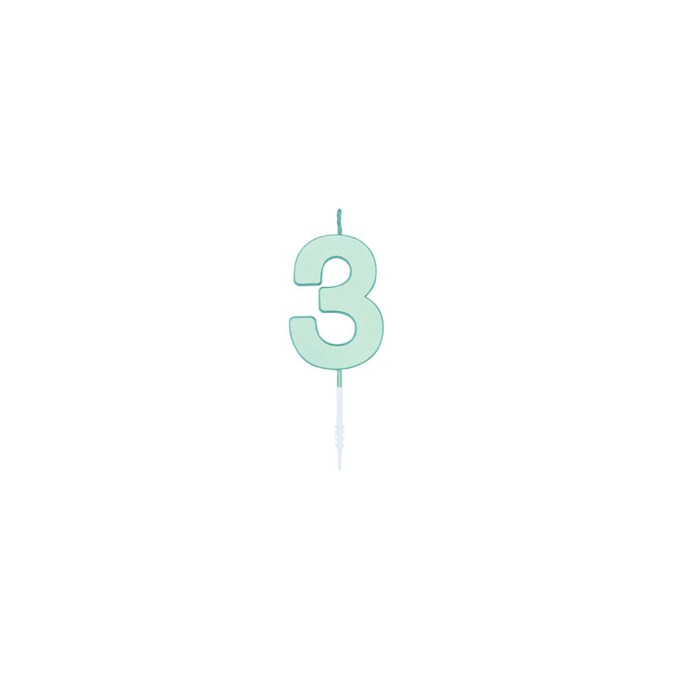 Kakelys – Pastell Mint – Nummer 3 – 4,5 cm – Kakelys, Kakepynt til fester