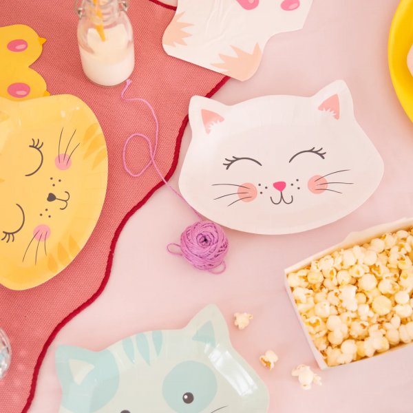 Papptallerkener - Pastellkatter - 6-pakning