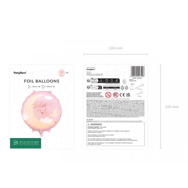 Folieballong «Velkommen baby» - Lys rosa Folieballong «Velkommen baby» - Lys rosa