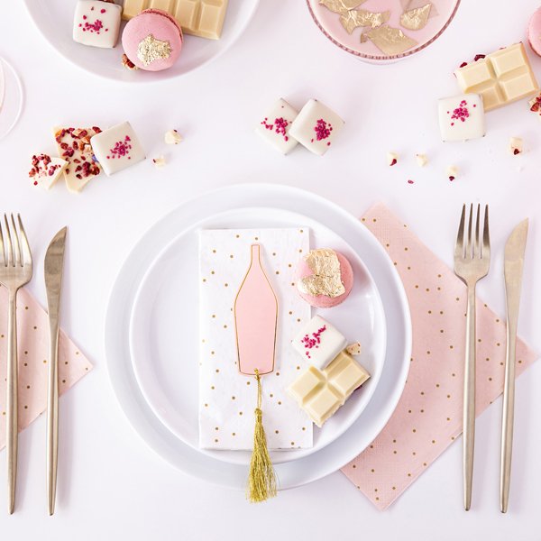 Servietter - Lys rosa - Prikkete gull - 20-pakning Servietter - Lys rosa - Prikkete gull - 20-pakning