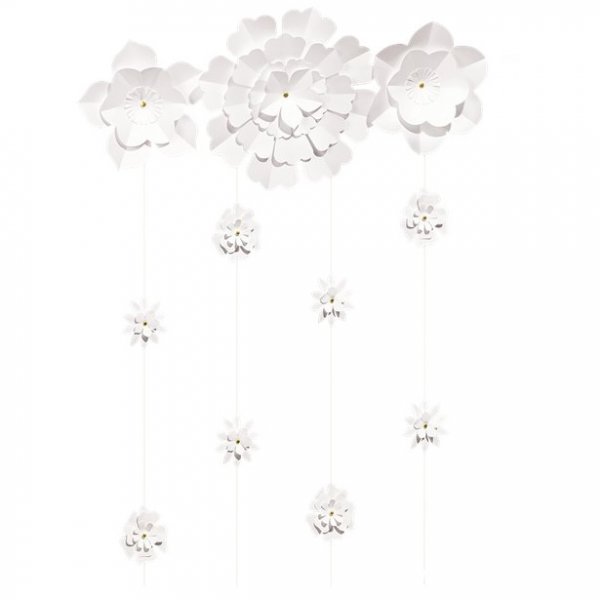 Draperi - Hvite blomster Draperi - Hvite blomster