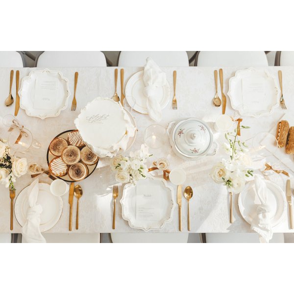 Papirtallerkener med ornamenter - Hvit - 23 cm
