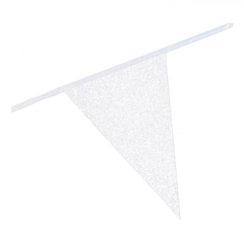 Vimpelgirlander hvit glitter 6m – Vimpler, Hengende dekorasjoner
