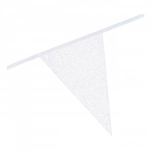 Vimpelgirlander hvit glitter 6m Vimpelgirlander hvit glitter 6m