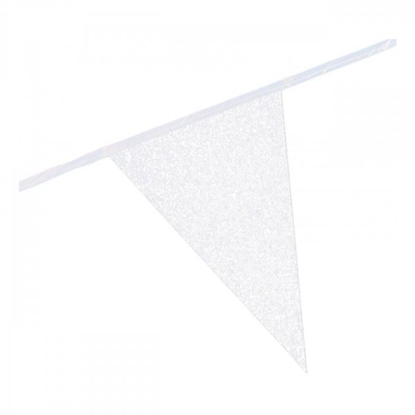 Vimpelgirlander hvit glitter 6m Vimpelgirlander hvit glitter 6m