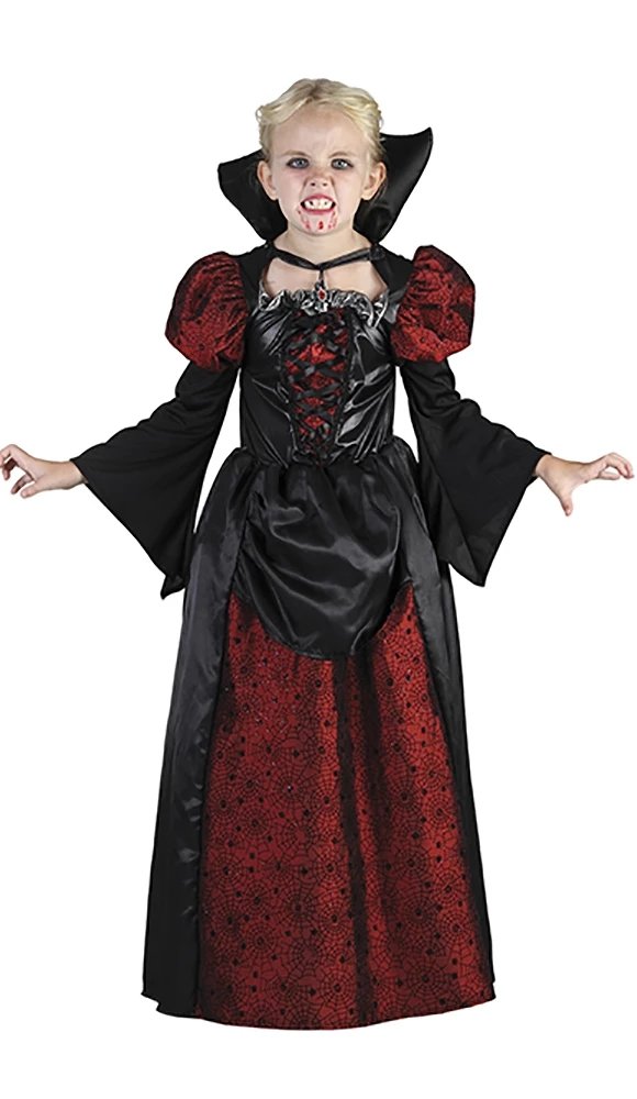 Kostyme - Vampyr - Jente - 110-116 - Halloween-kostyme, Halloween