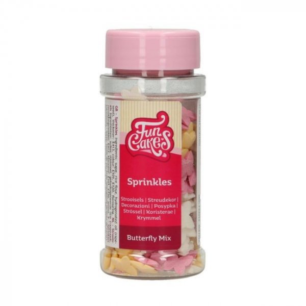 Strssel - Sommerfugler Pastell - Hvit/Rosa/Gul - Funcakes - 50 g