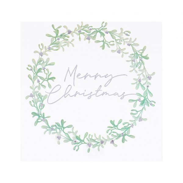 Servietter - Misteltekrans - God Jul - 16-pakning Servietter - Misteltekrans - God Jul - 16-pakning