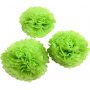 Papirpomponger - limegr�nn - Dia. 20+24+30 cm - 3 stk