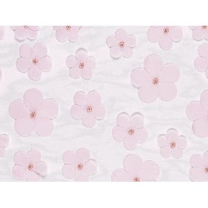 Bordlper - Tyll med blomster - Rosa - 5m