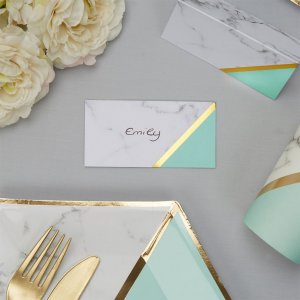 Plasseringskort - Fargeblokk - Mint - 10-pakning