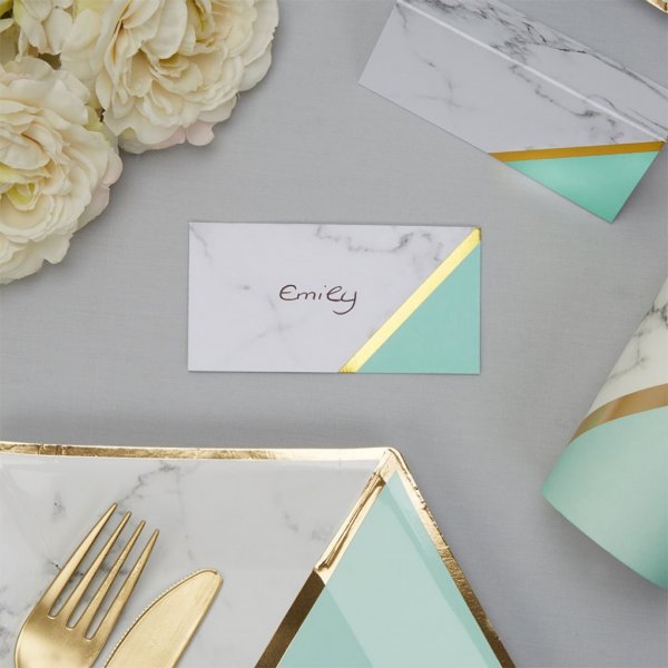 Plasseringskort - Fargeblokk - Mint - 10-pakning