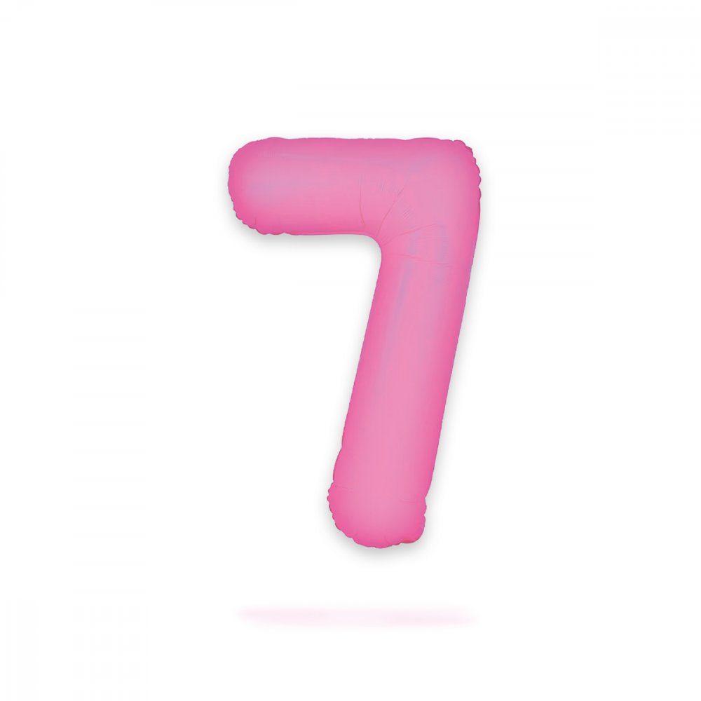 Ballongnummer - Neonrosa - 86 cm - Nummer: 7 - Tallballonger, Ballonger