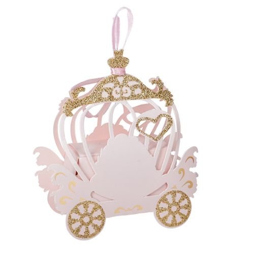 Gaveeske - Prinsessevogn - Rosa - 8-pakning - Gavesnorer, Gaveinnpakning