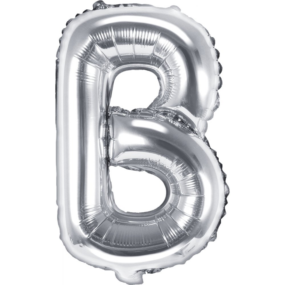 Bokstavballonger – Sølv – 35 cm – Bokstav: B – Bokstavballonger, Ballonger