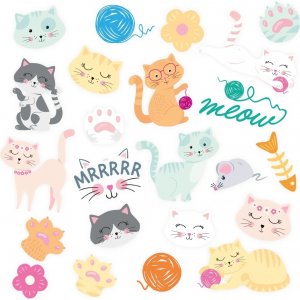 Tatoveringer - Pastellkatter - 23 stk