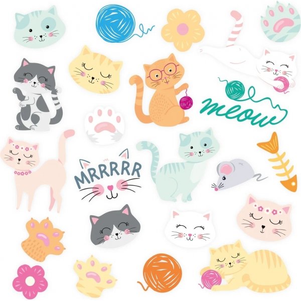 Tatoveringer - Pastellkatter - 23 stk Tatoveringer - Pastellkatter - 23 stk