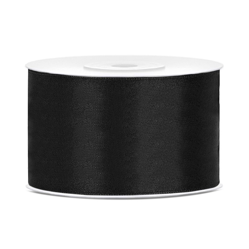 Satengbånd – 25 m – Sort – Bredde: 38 mm – Satengbånd, Bånd og snorer til bryllup
