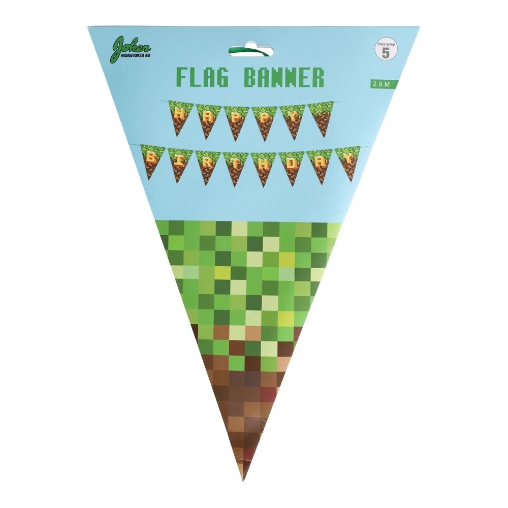 Flaggbanner – Gaming Pixel – 3 m – Vimpler til fester, Festdekorasjoner