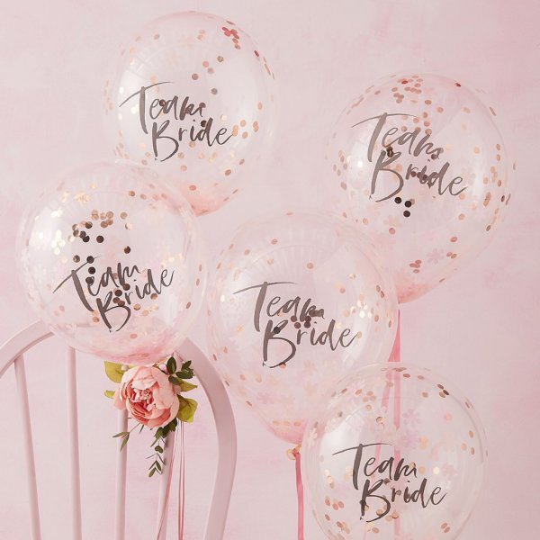 Konfettiballonger - Team Bride - Floral hen