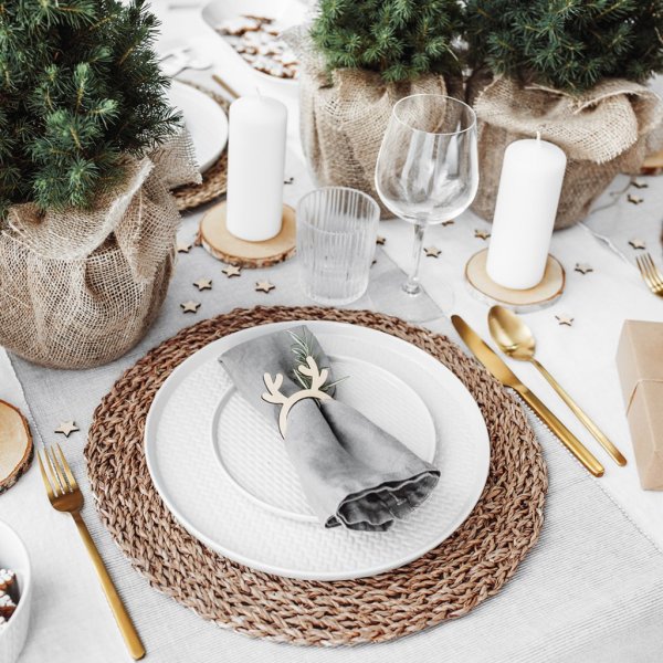 Serviettringer i tre - Reinsdyr - 6-pakning