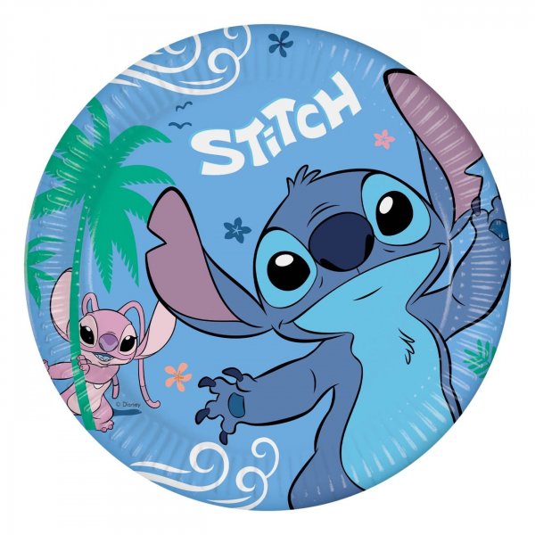 Papptallerkener - Stitch & Angel - Blå 23 cm - 8-pakning Papptallerkener - Stitch & Angel - Blå 23 cm - 8-pakning