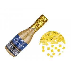 Konfettikanon - Champagneflaske 20,5 cm - Gull