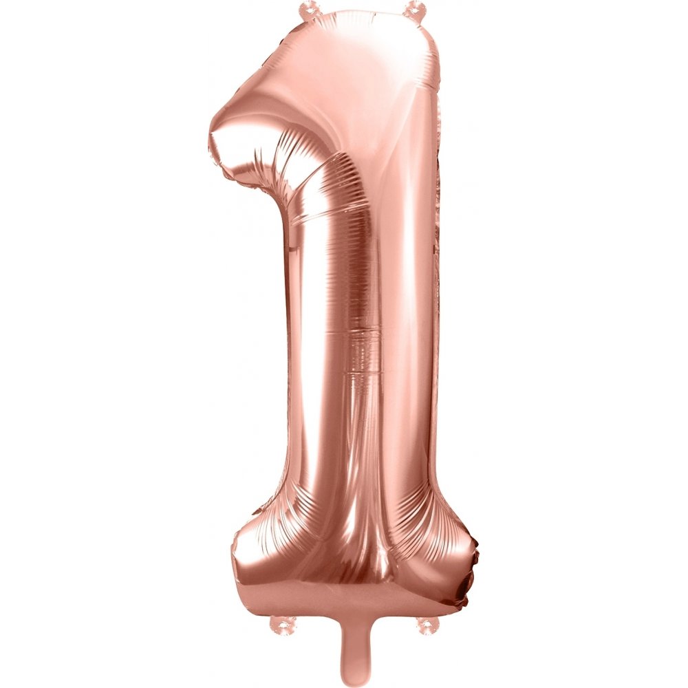 Nummerballong – Roségull – 86 cm – Nummer: 1 – Tallballonger, Ballonger
