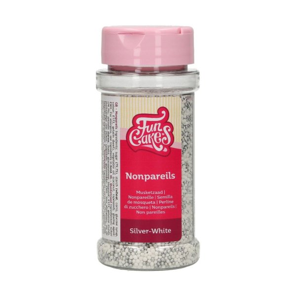 Sm� sukkerperler/nonpareils - s�lv/hvit - Funcakes - 80g