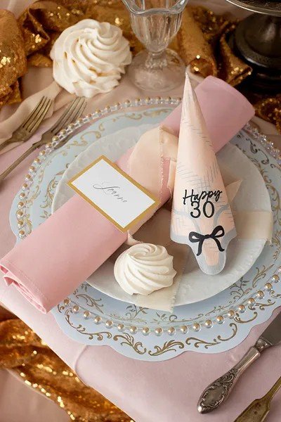 Servietter - Happy 30 - Svart/Hvit - 12-pakning