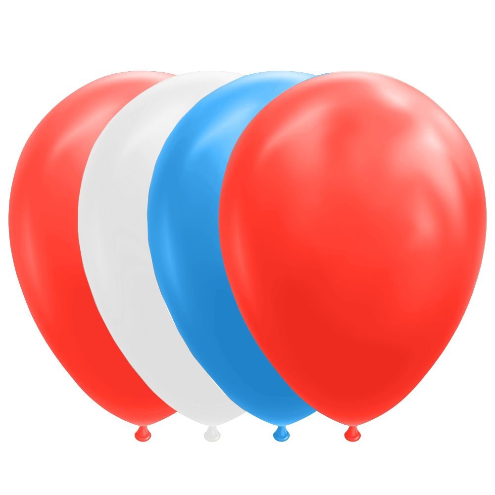 Ballonger – Rød/Hvit/Blå – 30 cm – 10-pakning – Pastell, Ensfargede ballonger, Ballonger