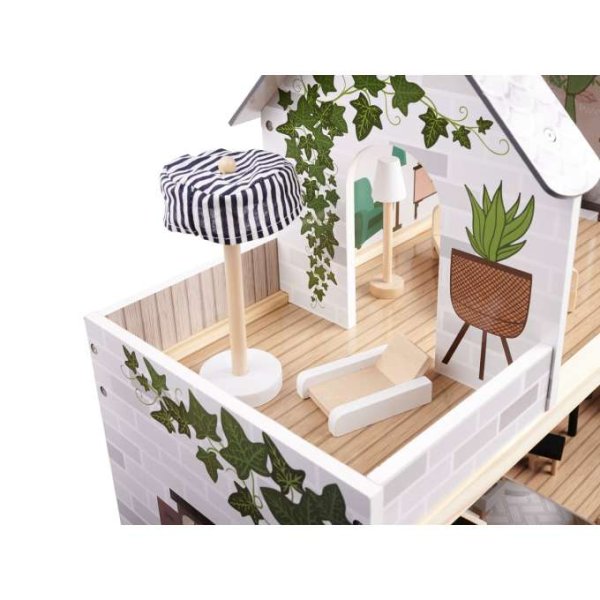 Dukkeskap LULILO FLORO boho med LED-belysning 78 cm tre