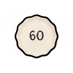 Papptallerkener - "Hello 60" - Svart/Hvit - 18 cm - 6-pakning