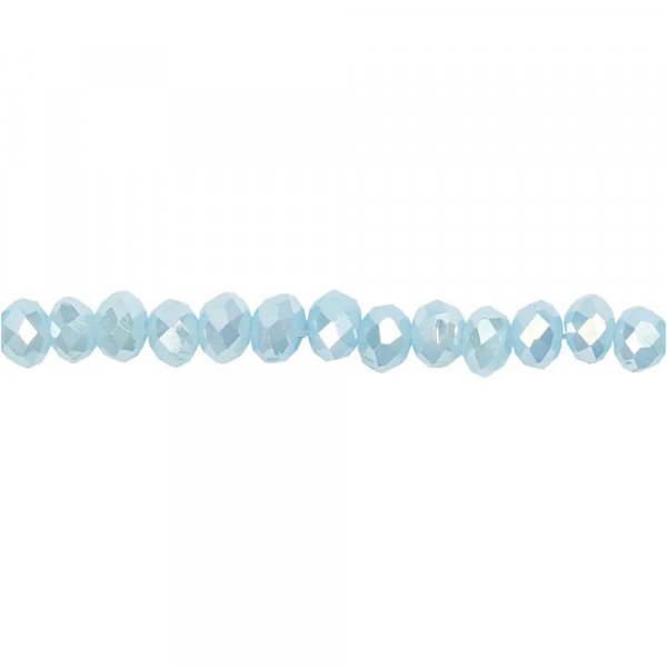 Fasetterte perler - 3 x 4 mm - Lysebl