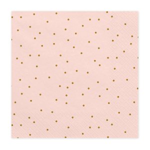 Servietter - Lys rosa - Prikkete gull - 20-pakning