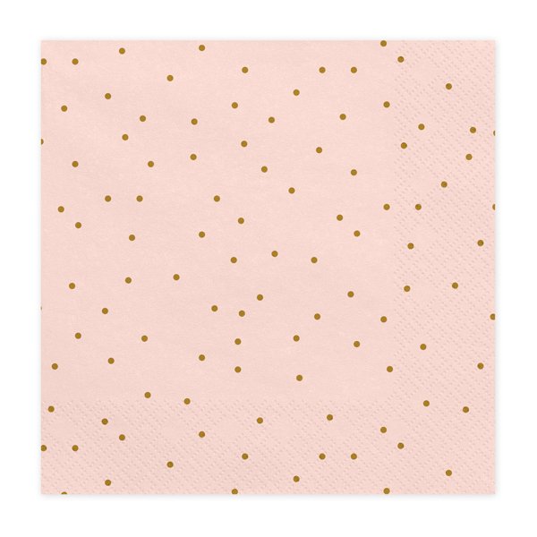 Servietter - Lys rosa - Prikkete gull - 20-pakning Servietter - Lys rosa - Prikkete gull - 20-pakning
