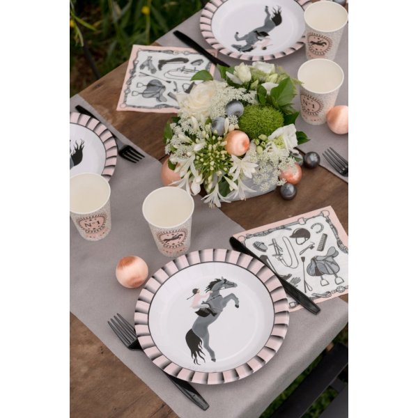 Papirtallerkener - Hestefest - Rosa/Svart - 10-pakning Papirtallerkener - Hestefest - Rosa/Svart - 10-pakning