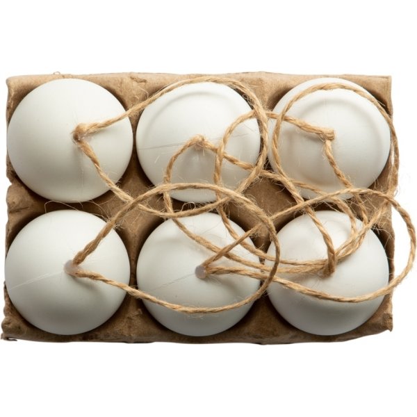 Dekorative egg - Plast - Hvit - 6-pakning Dekorative egg - Plast - Hvit - 6-pakning