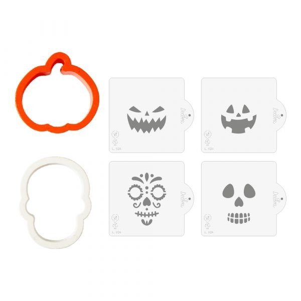 Kakeutstikker med sjablong – Gresskar og hodeskalle – Halloween – Halloween-baking, Halloween