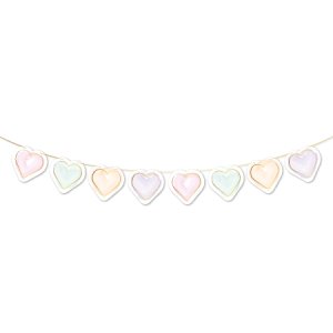 Girlander med hjerter - Pastell - 2m