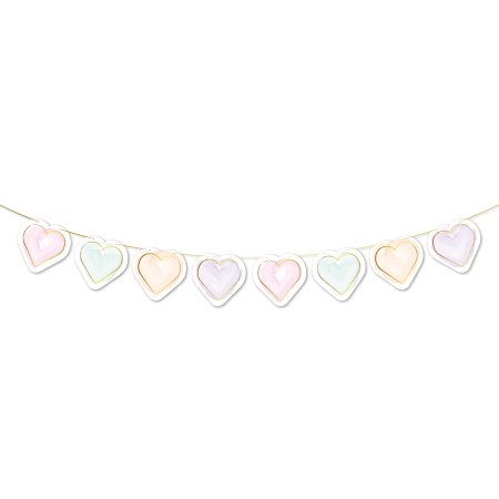 Girlander med hjerter - Pastell - 2m Girlander med hjerter - Pastell - 2m