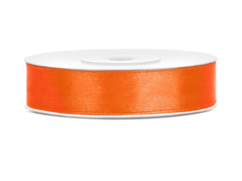 Satengbånd – Oransje – (Bredde: 12 mm) – 25 meter