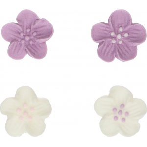 Sukkerdekorasjoner - Blomster - Lilla - Funcakes - 24 stk