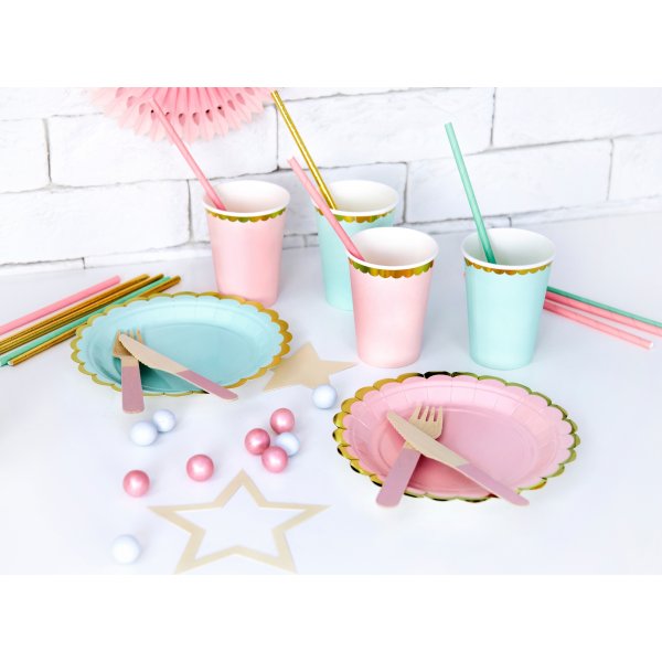 Desserttallerkener - Rosa - gullkant - 6-pakning Desserttallerkener - Rosa - gullkant - 6-pakning